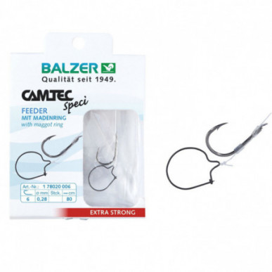 Balzer Camtec Speci Haken 80cm mit Madenring 6 8 10 12 Feedern Maden Maggot