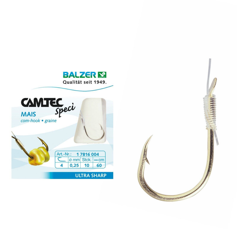BALZER CAMTEC Speci Corn Gold Maishaken Mais Vorfachhaken Vorfach Haken gebunden BALZER CAMTEC Speci Corn Gold Maishaken Mais Vorfachhaken Vorfach Haken gebunden