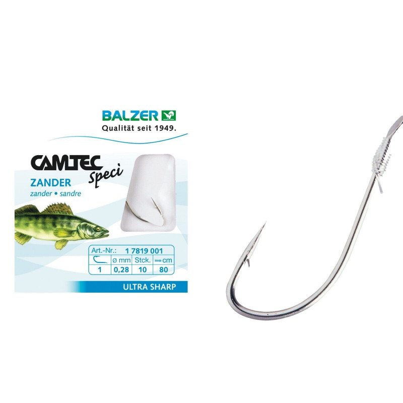 BALZER CAMTEC Speci Zander 80cm Zanderhaken gebunden Vorfachhaken Vorfach Haken