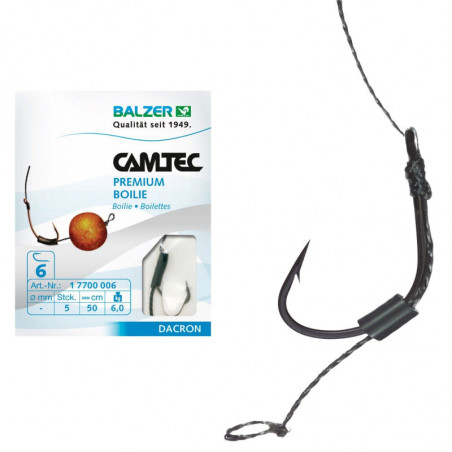 Balzer Camtec 50cm Premium Boilie Haken schwarz 5 Stück  1 2 4 6 Vorfach Karpfen