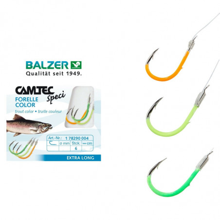 Balzer Camtec Speci Haken Forelle Vorfach 60cm 140cm Farbig Trout Vorfachhaken