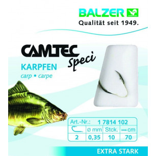 Balzer Camtec Speci 70cm Karpfen Haken extra stark 2 4 6 8 Schwarz Carp Vorfach