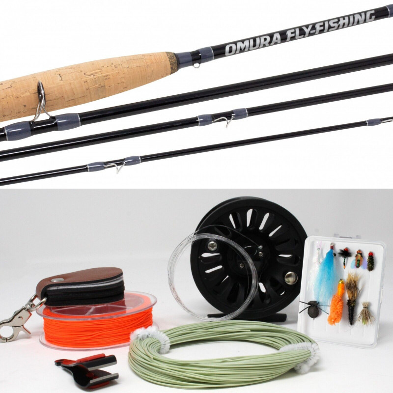 FTM Omura fly fishing set Combo Rute Rolle Fliegen Schnur Anfänger Set Forelle