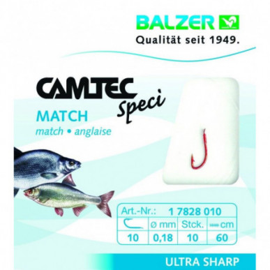 Balzer Camtec Speci Match Rot 60cm Vorfach Haken 10 12 14 16 18 20 Friedfisch