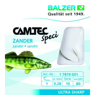 BALZER CAMTEC Speci Zander 80cm Zanderhaken gebunden Vorfachhaken Vorfach Haken