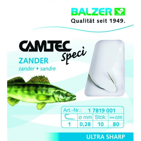 BALZER CAMTEC Speci Zander 80cm Zanderhaken gebunden Vorfachhaken Vorfach Haken