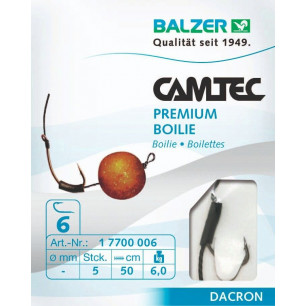 Balzer Camtec 50cm Premium Boilie Haken schwarz 5 Stück  1 2 4 6 Vorfach Karpfen