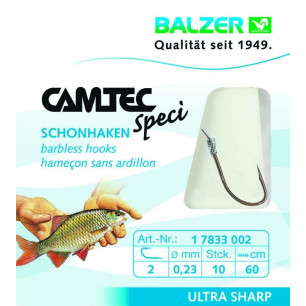Balzer Camtec Speci Schonhaken Silber 60cm Barbless Friedfisch Haken Vorfach