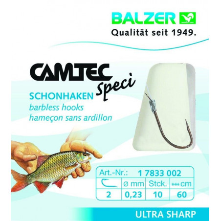 Balzer Camtec Speci Schonhaken Silber 60cm Barbless Friedfisch Haken Vorfach