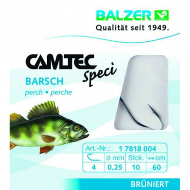 Balzer Camtec Speci Perch gebunden Haken Barsch brüniert 60cm Vorfach Angeln