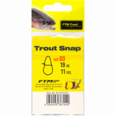 FTM Trout Snap Spoon Verbinder Wirbel Karabiner Forellenwirbel Forelle Gr 00