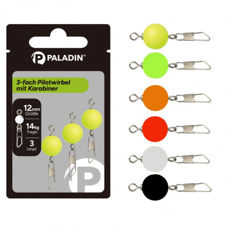 Paladin Swivel Snap Pilot 12mm Wirbel Ufo Pose Sbirolino Fluoro Weiß Rot Gelb