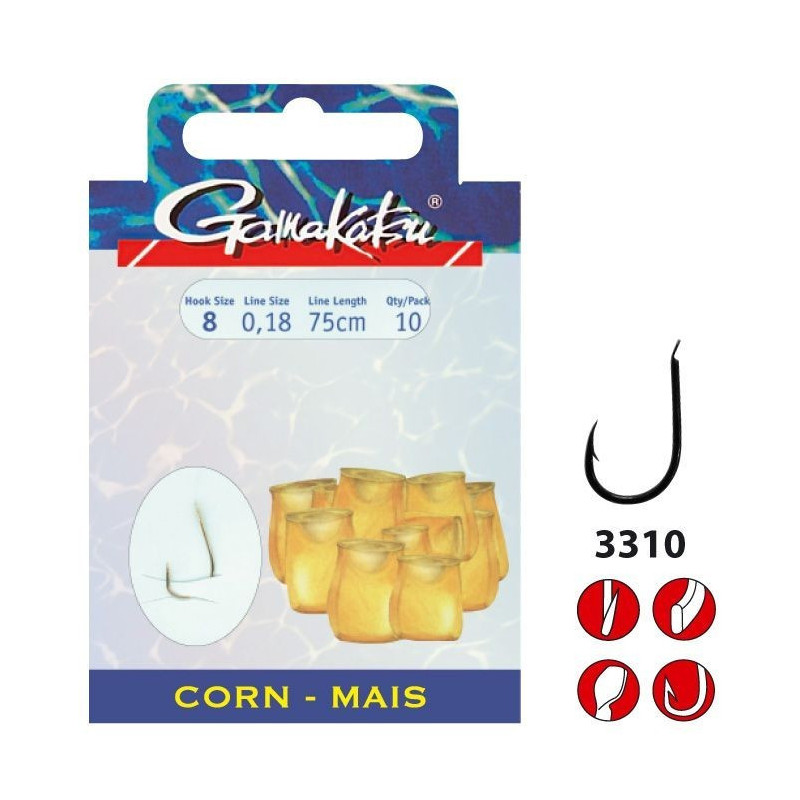 Gamakatsu 3310B Maishaken gebundene Haken Mais Friedfischhaken Haken Karpfen Gamakatsu 3310B Maishaken gebundene Haken Mais Friedfischhaken Haken Karpfen