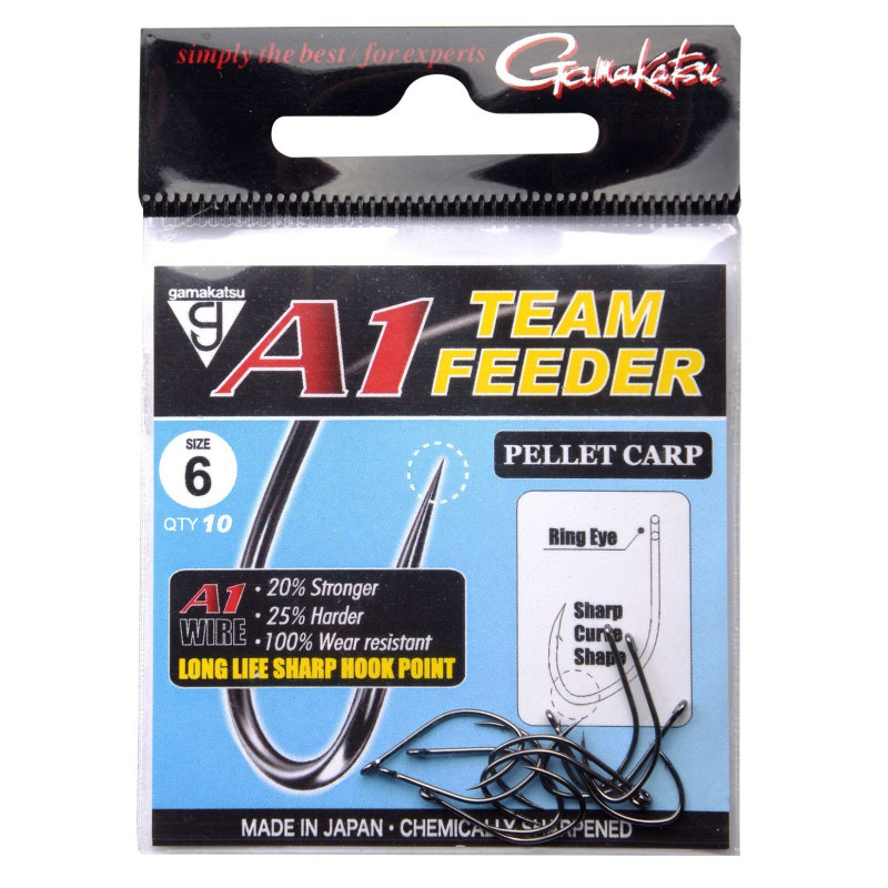 Gamakatsu A1 Team Feeder Pellet Carp Öhr Eyed Hooks Angelhaken Friedfischhaken