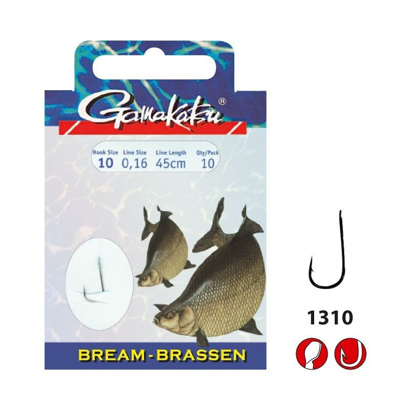 Gamakatsu 1310N Bream/Brassen Haken Silber Gr.10 12 14 16 Länge 45 70cm Stippen