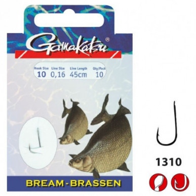 Gamakatsu 1310N Bream/Brassen Haken Silber Gr.10 12 14 16 Länge 45 70cm Stippen