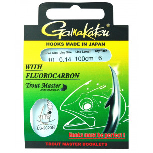 Gamakatsu 2020N Trout Master Forellen Haken Fluorocarbon 100 200cm Forellenhaken