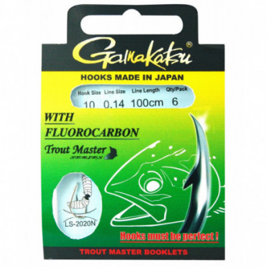 Gamakatsu 2020N Trout Master Forellen Haken Fluorocarbon 100 200cm Forellenhaken