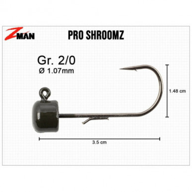 ZMan Pro ShroomZ Ned Rig Finesse Jigheads Jig Black 2/0 2,8g 4,6g 5,6g 7g 9,3g