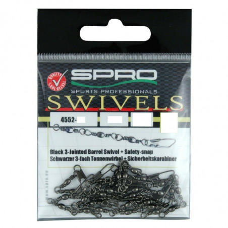 SPRO 3-Fach Wirbel mit Karabiner 3-JOINTED SWIVEL+SAFETY-SNAP alle Größen