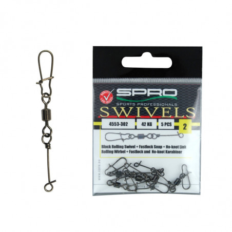Spro Rolling Swivel No-Knot Fastlock Snap 2 4 6 8 Wirbel Verbinder Angeln