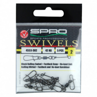 Spro Rolling Swivel No-Knot Fastlock Snap 2 4 6 8 Wirbel Verbinder Angeln