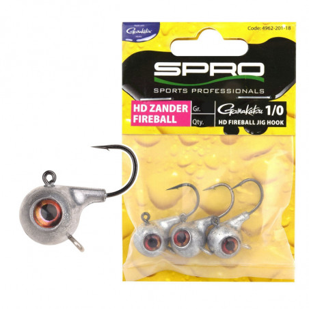 Spro HD Zander Fireball Jighead 1/0 14g 18g 21g 24g Jigkopf Gamakatsu 3 Stück