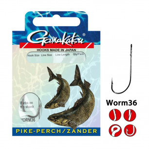 Gamakatsu Worm36 Pike Perch Zander Haken Barsch Hecht Vorfach 1 2 1/0 2/0 60cm