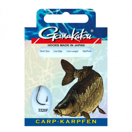 Gamakatsu 3320F Carp Karpfenhaken Vorfach Schwarz 1 2 4 6 8 10 Länge 75cm Haken