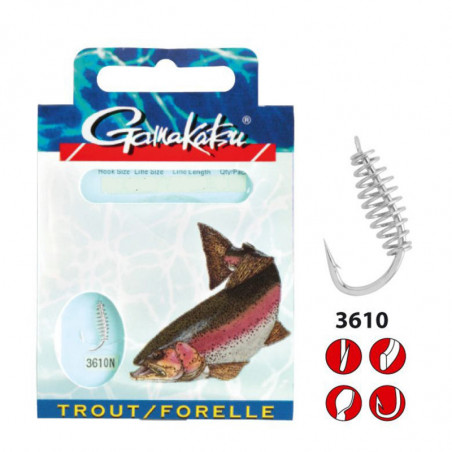 Gamakatsu SPL 3610N Spiral Trout Forellenhaken Spirale Silber Vorfach  60-100cm