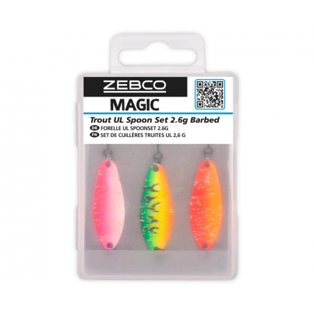 Zebco UL Trout Spoon Set 3 Spoons box Forellenköder Blinker 3er Spoon Forelle